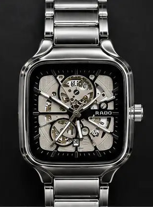Rado Square Skeleton Dial Stainless Steel Watch – Silver