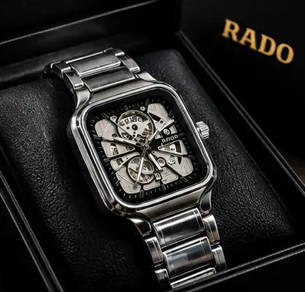 Rado Square Skeleton Dial Stainless Steel Watch – Silver