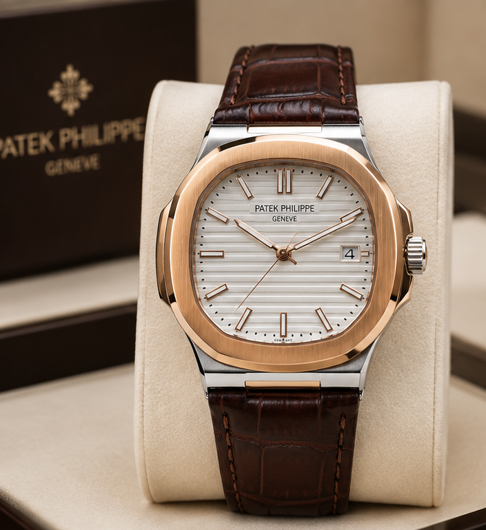 Patek Phillep Luxury Rose Gold Watch – Premium Brown Leather Strap