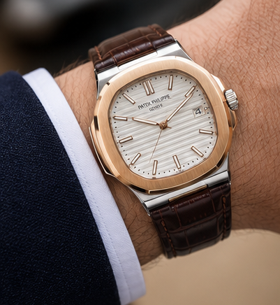 Patek Phillep Luxury Rose Gold Watch – Premium Brown Leather Strap
