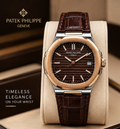 Patek Phillep Luxury Rose Gold Watch Beige Brown Dial with Premium Leather Strap