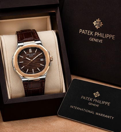 Patek Phillep Luxury Rose Gold Watch Beige Brown Dial with Premium Leather Strap