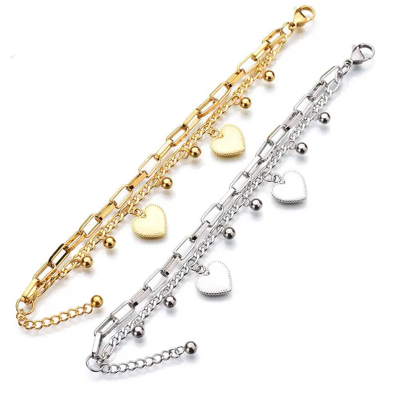 Gold Heart Charm Bracelets For Girls