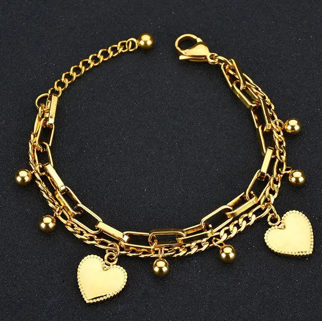 Gold Heart Charm Bracelets For Girls