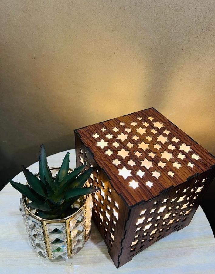 Star Cutout Wooden Lamp