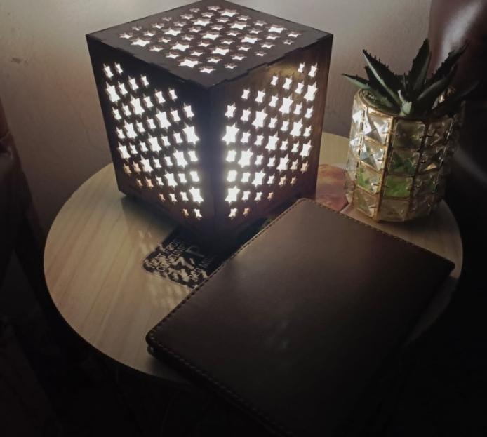 Star Cutout Wooden Lamp