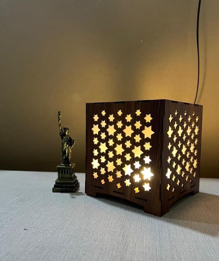 Star Cutout Wooden Lamp