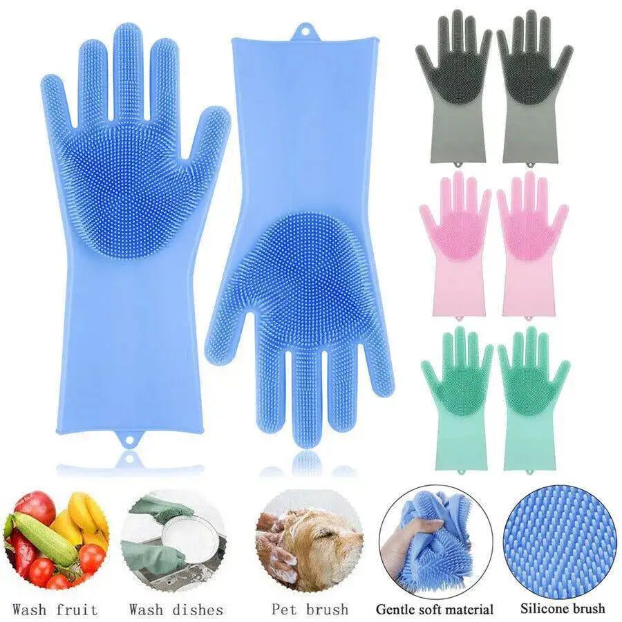 Silicone Cleaning Gloves – Reusable Dishwashing Gloves