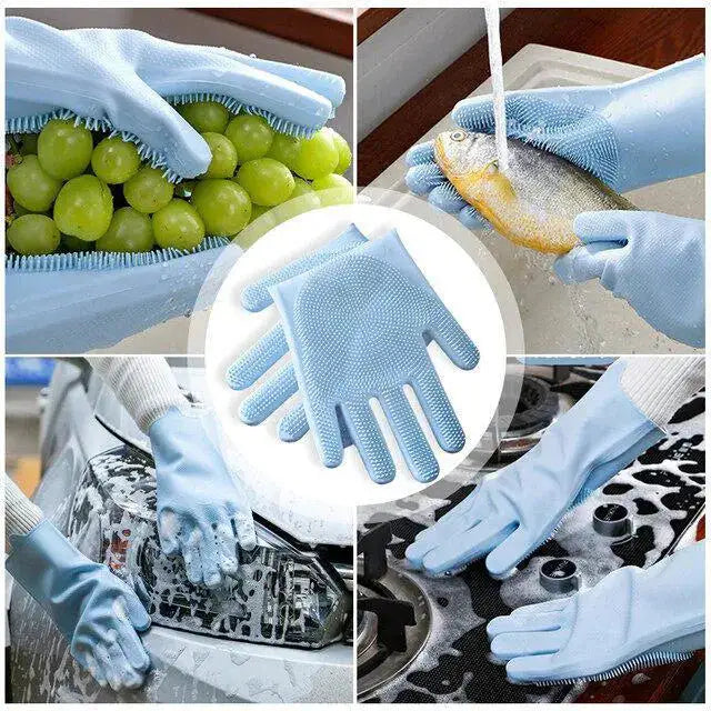 Silicone Cleaning Gloves – Reusable Dishwashing Gloves