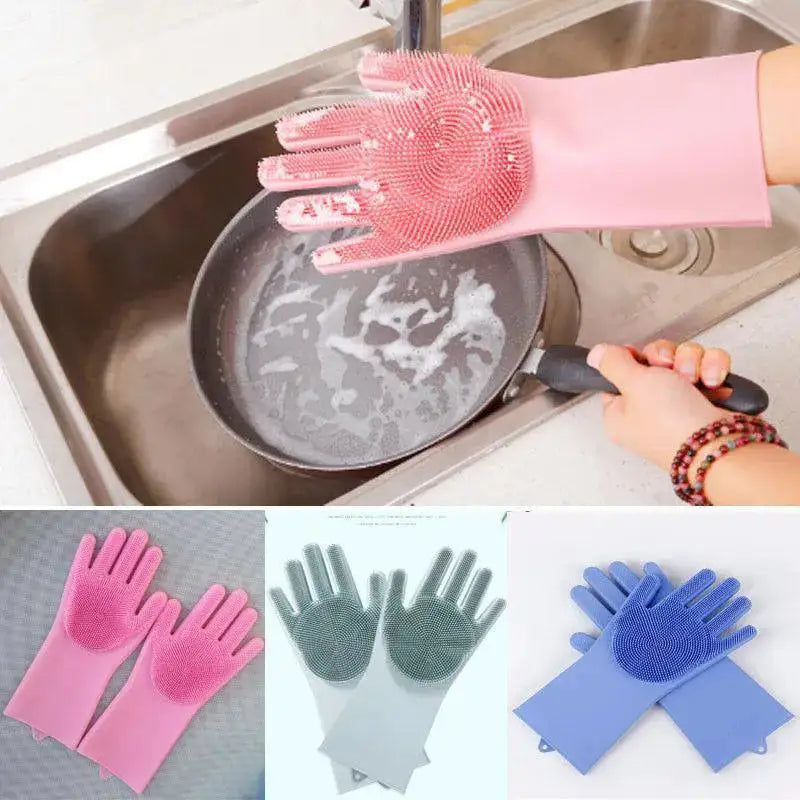 Silicone Cleaning Gloves – Reusable Dishwashing Gloves