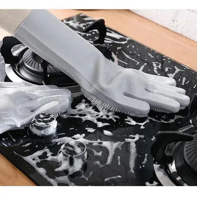 Silicone Cleaning Gloves – Reusable Dishwashing Gloves
