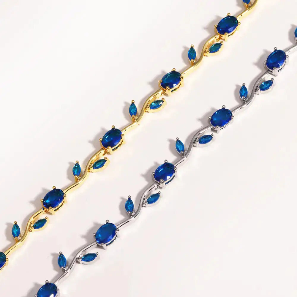Elegant Sapphire Korean Bracelet in Gold and Silver Plated