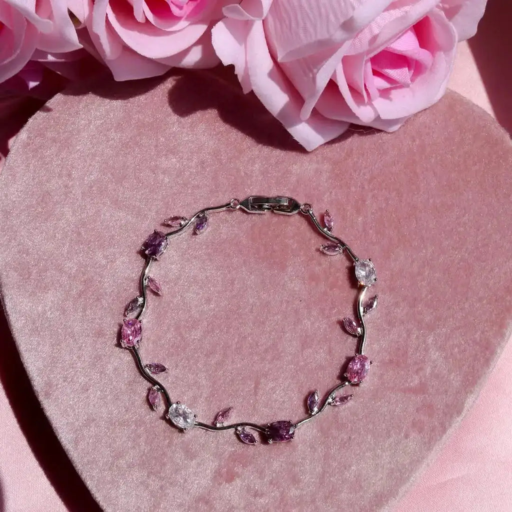 Elegant Sapphire Korean Bracelet in Gold and Silver Plated