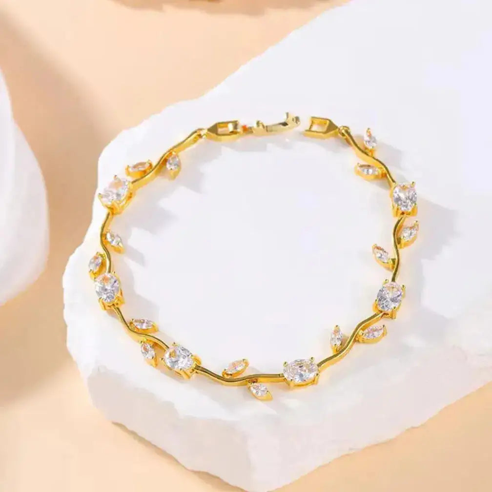 Elegant Sapphire Korean Bracelet in Gold and Silver Plated
