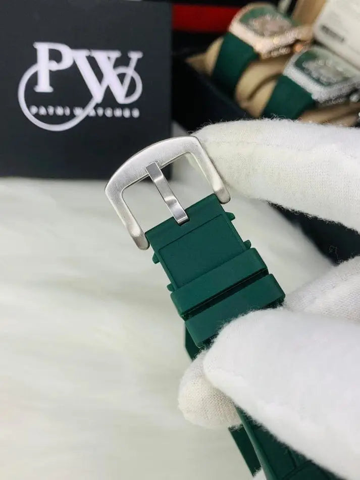 Frank Muller Karan Aujla Watch With Diamond Crystals In Green Straps