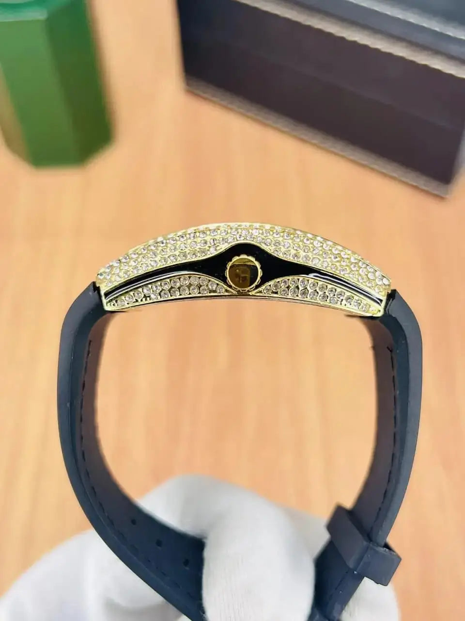 Frank Muller Karan Aujla Watch With Diamond Crystals in Black Strap