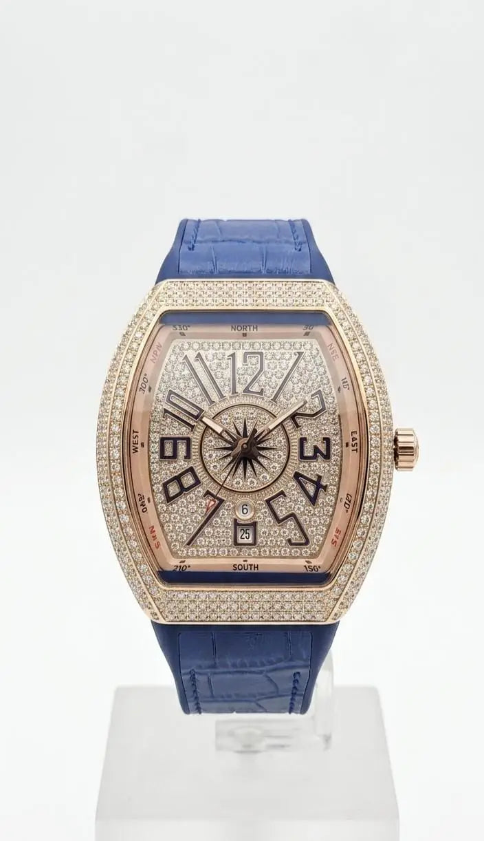 Frank Muller Karan Aujla Watch With Diamond crystals in blue strap