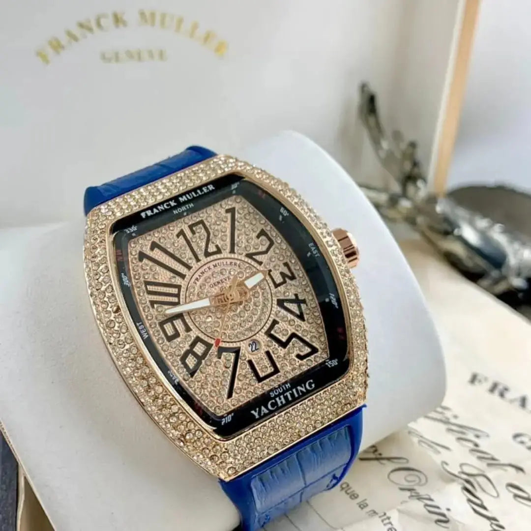 Frank Muller Karan Aujla Watch With Diamond crystals in blue strap