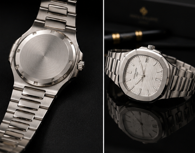 Luxury Stainless Steel Men’s Watch Patek Philippe Style |Silver Dial & Premium Bracelet