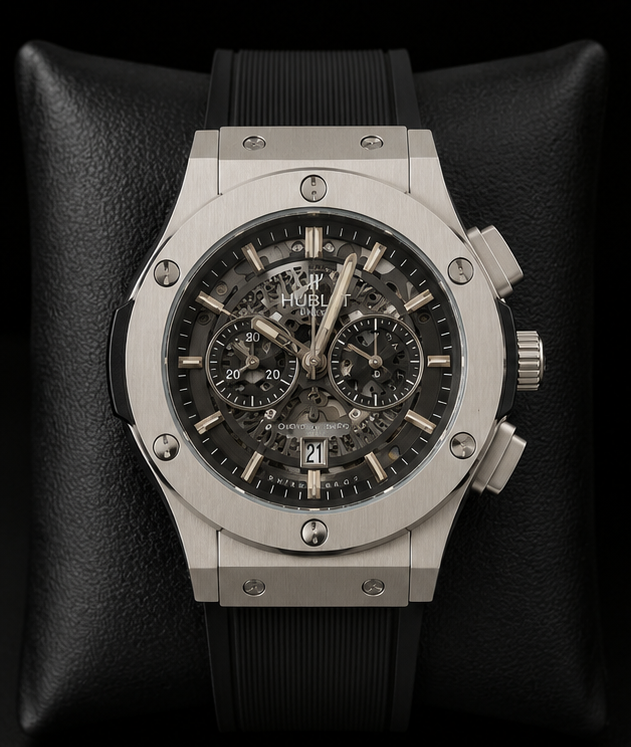 Hublot Skeleton Chronological Watch with Premium Black Strap