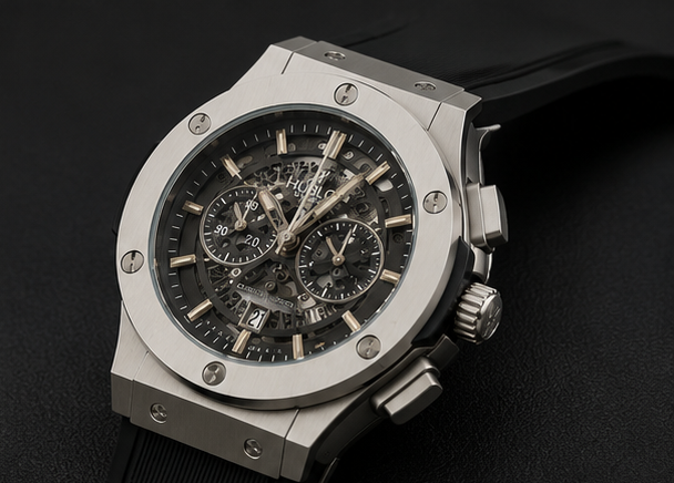 Hublot Skeleton Chronological Watch with Premium Black Strap