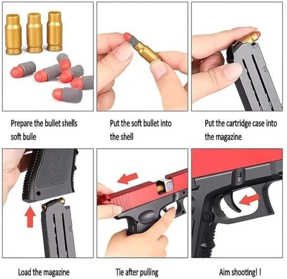 Kids Red Black Pistol Plastic