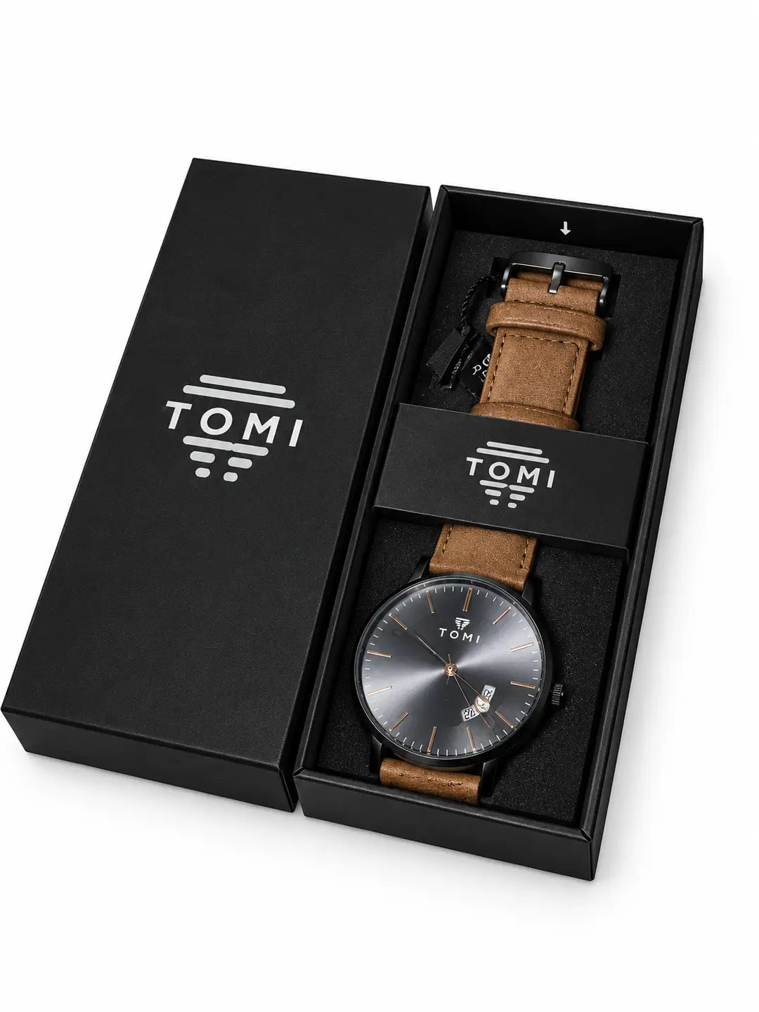TOMI LEATHER STRAP WATCH WITH PREMIUM BOX