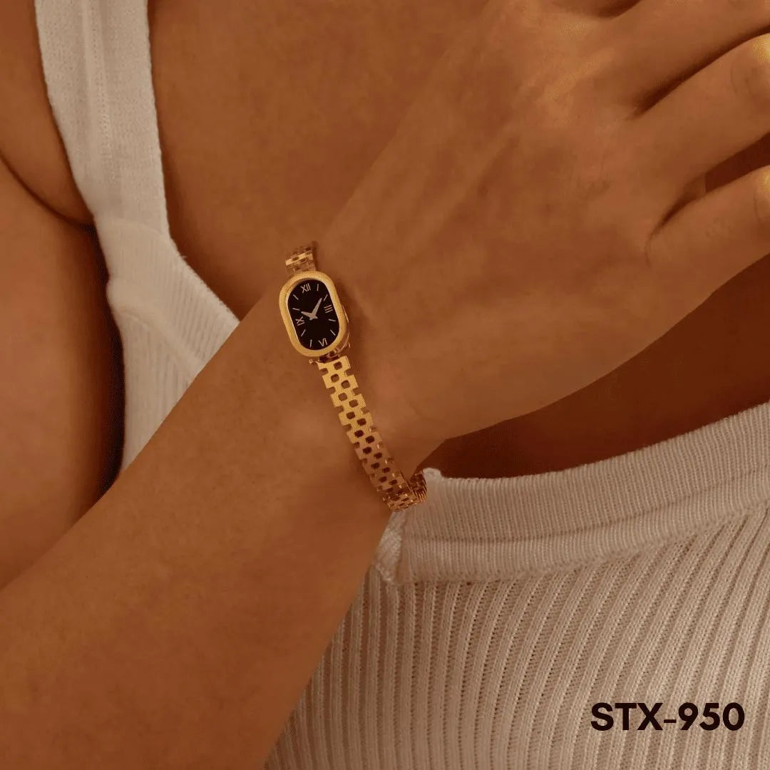Golden Roman Numeral Watch For Women’s