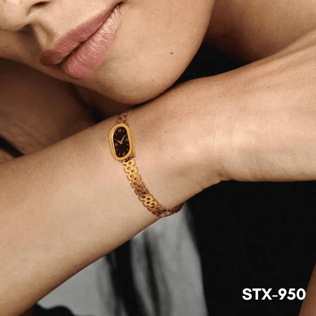 Golden Roman Numeral Watch For Women’s