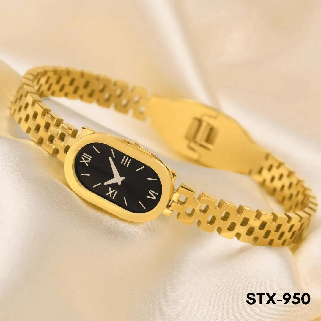 Golden Roman Numeral Watch For Women’s
