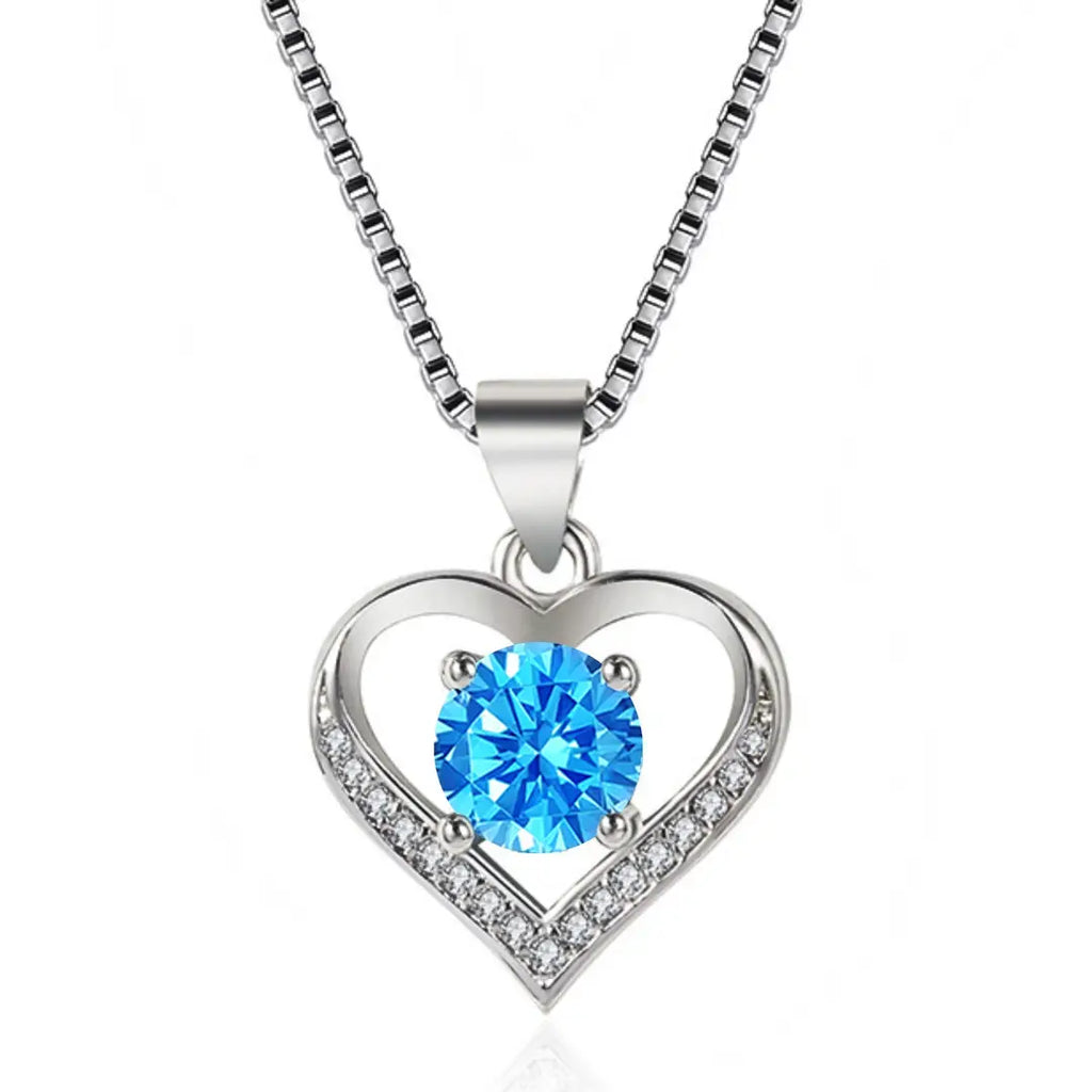 Silver Heart Crystal Pendant Necklace For Women’s