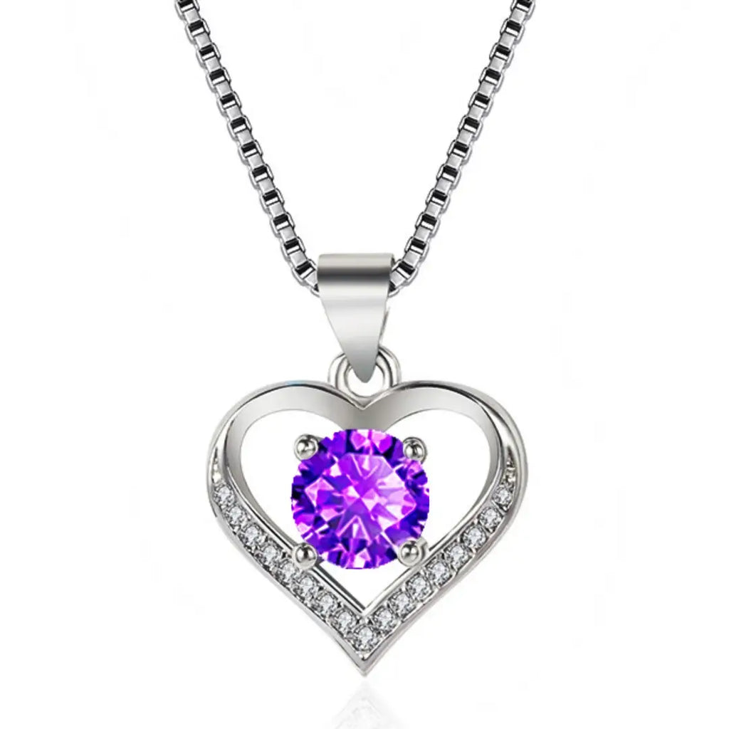 Silver Heart Crystal Pendant Necklace For Women’s