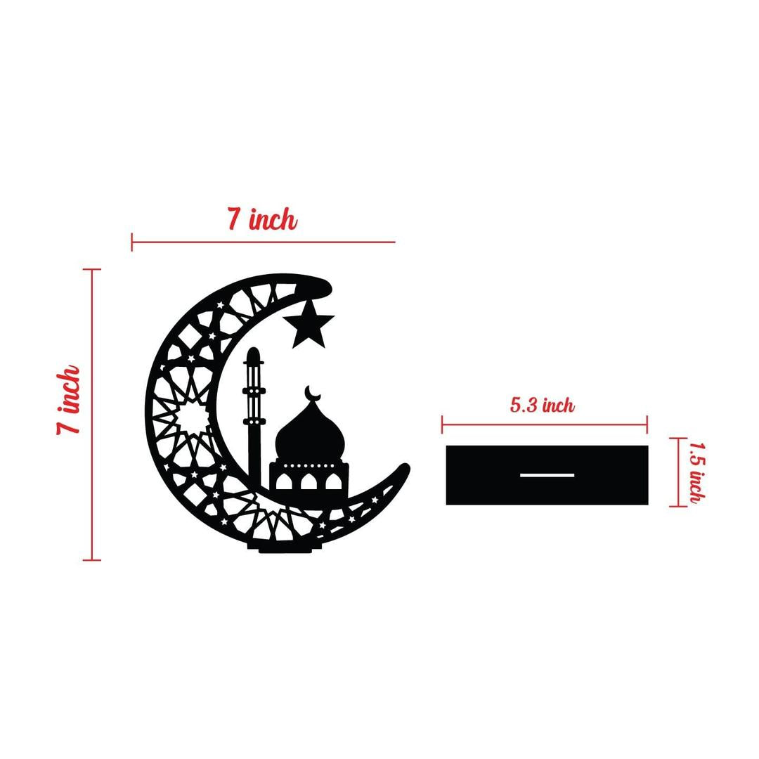 Islamic Moon Decor Table Stand Black 7x7 inches