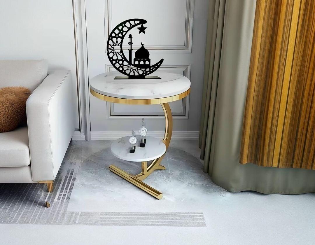 Islamic Moon Decor Table Stand Black 7x7 inches