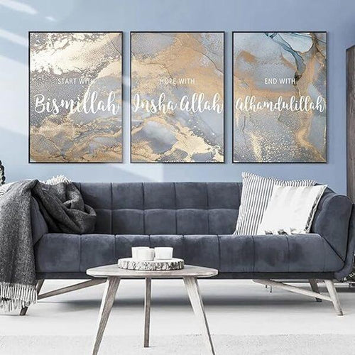3D Islamic Calligraphy Wall Art Set for Home Decor