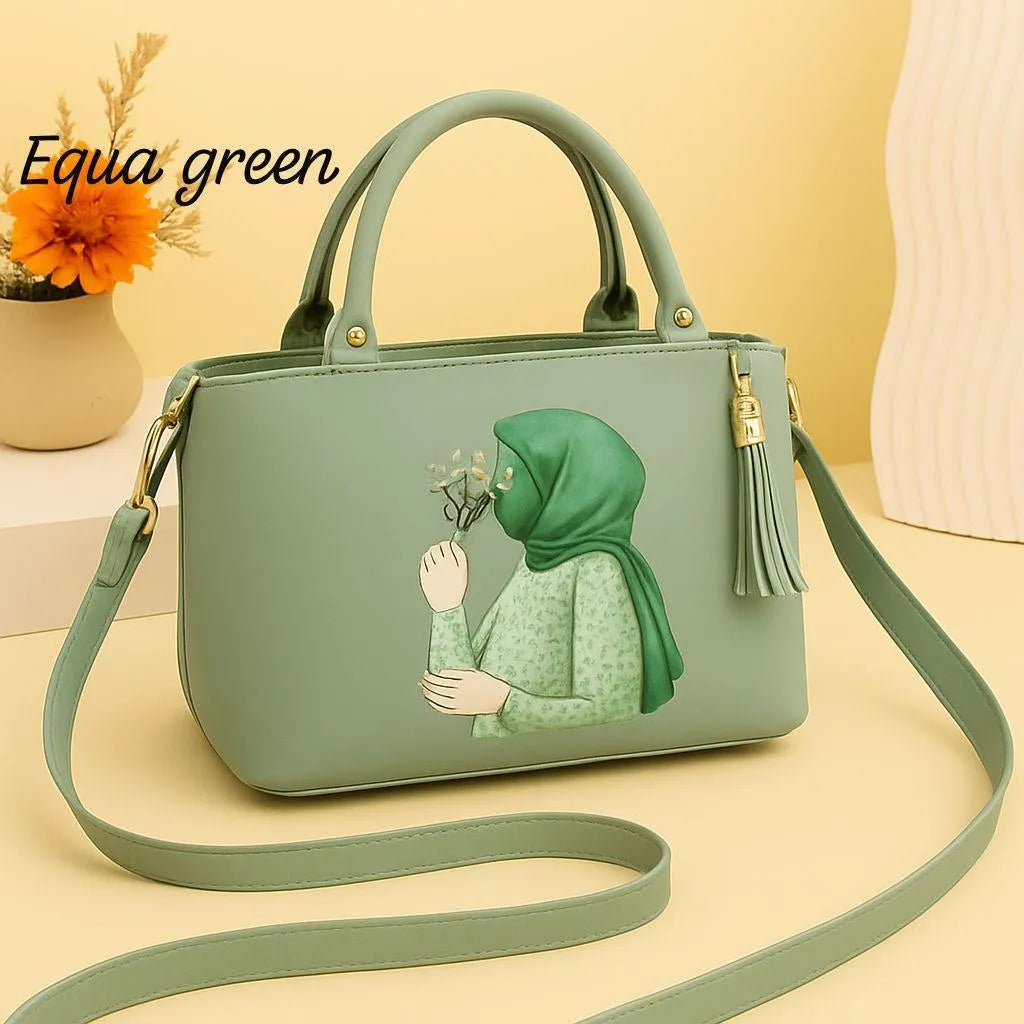 Premium Women's Leather Shoulder Bag with Floral Print