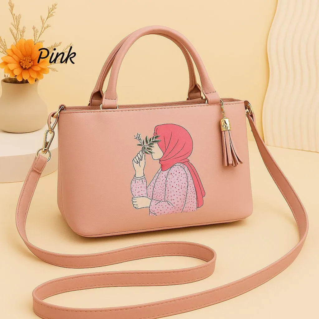 Premium Women's Leather Shoulder Bag with Floral Print