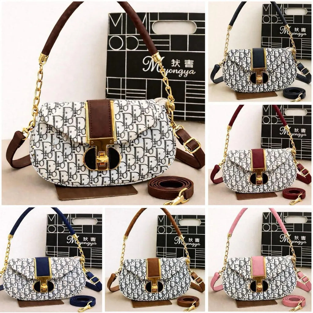 Premium Dior Black Printed Shoulder Bag for Girls with Gold