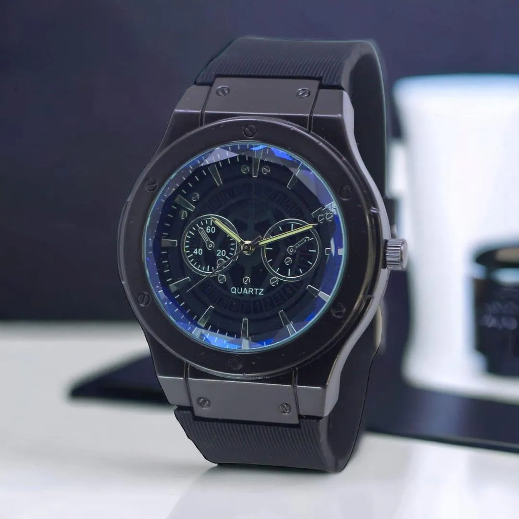 Luxury Men’s Quartz Watch Decent Chronograph Dial with Premium Silicone Strap