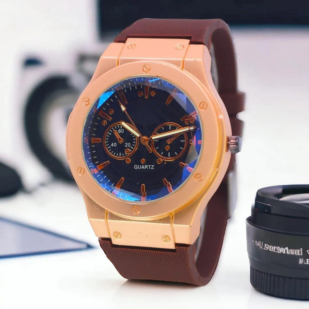 Luxury Men’s Quartz Watch Decent Chronograph Dial with Premium Silicone Strap