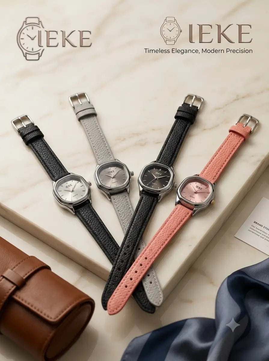 Elegant Women’s Quartz Watch – Square Dial with Premium Leather Strap