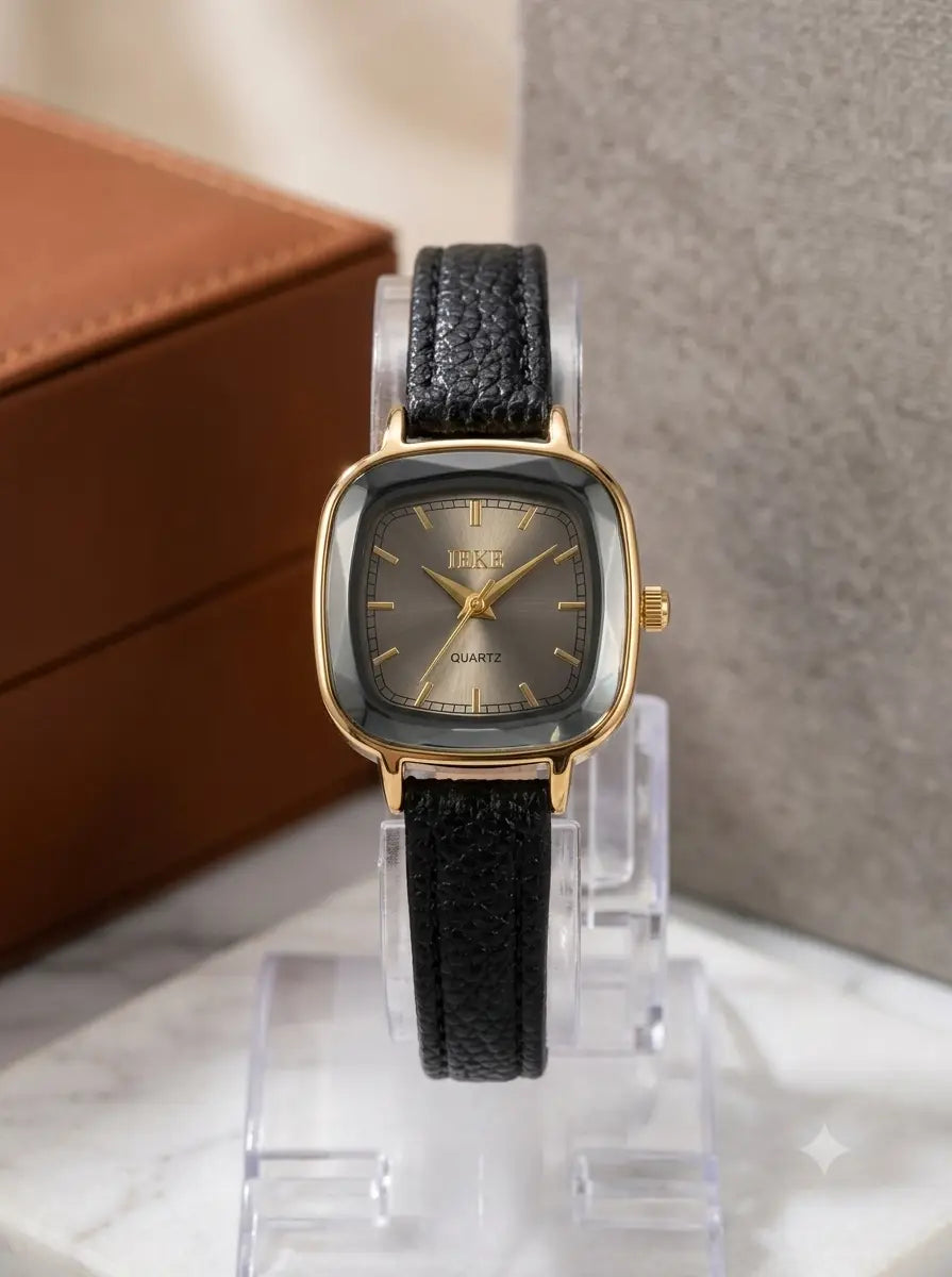 Elegant Women’s Quartz Watch – Square Dial with Premium Leather Strap