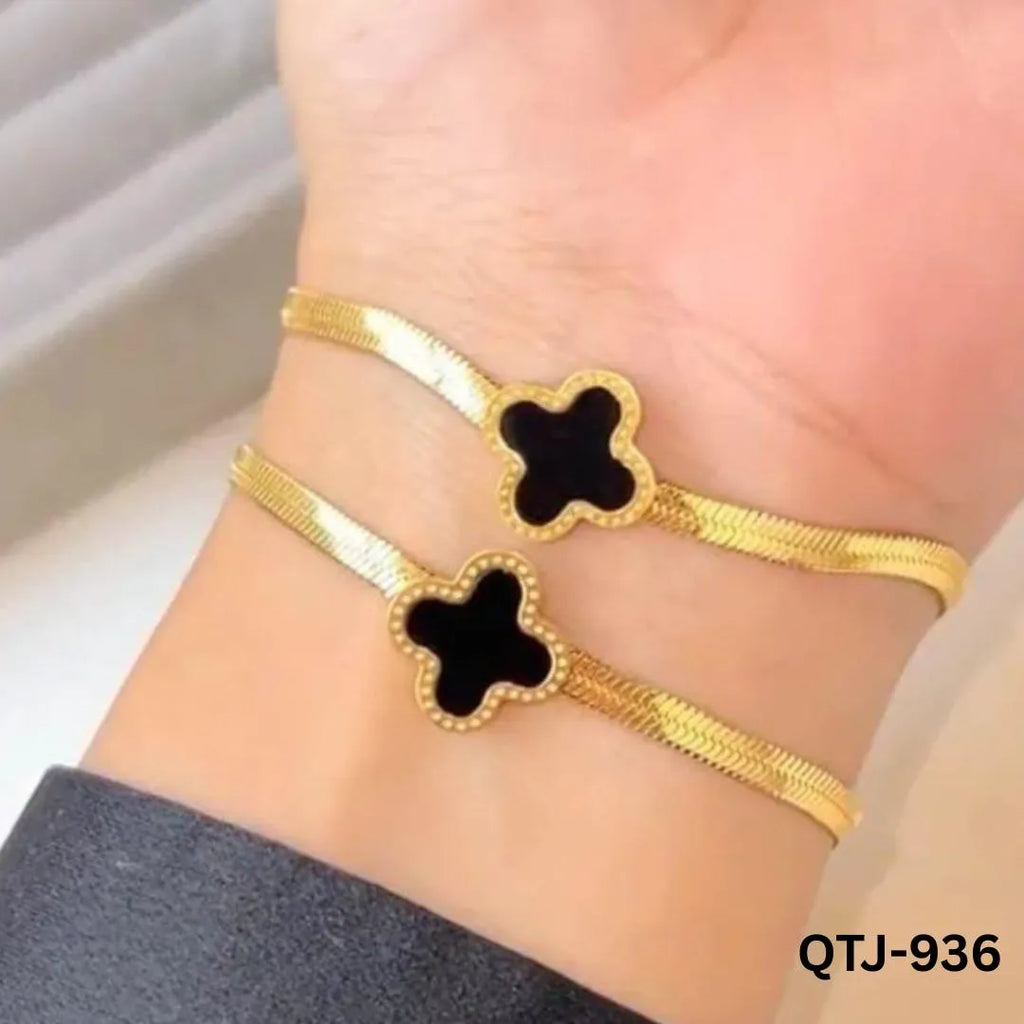 Black Golden Clover Bracelet for Women