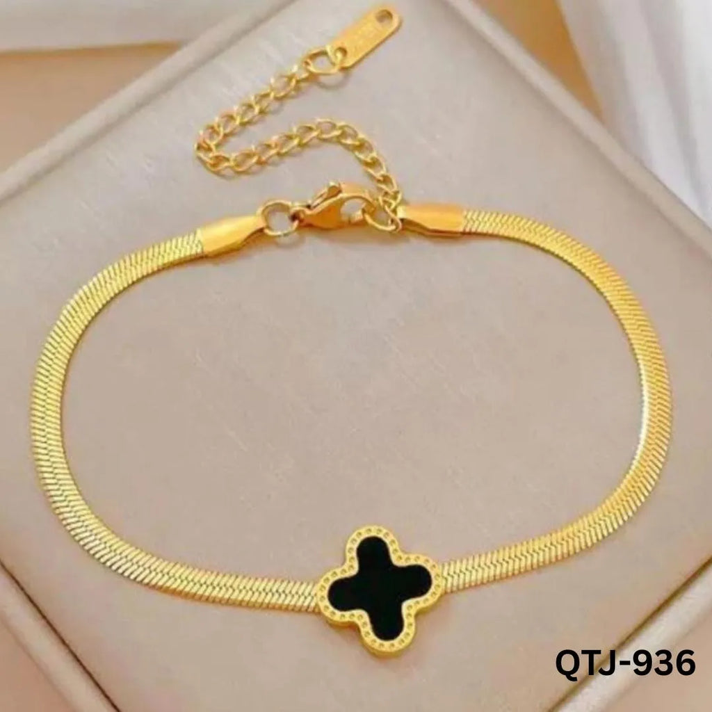 Black Golden Clover Bracelet for Women