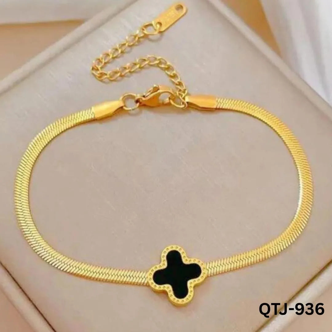 Black Golden Clover Bracelet for Women