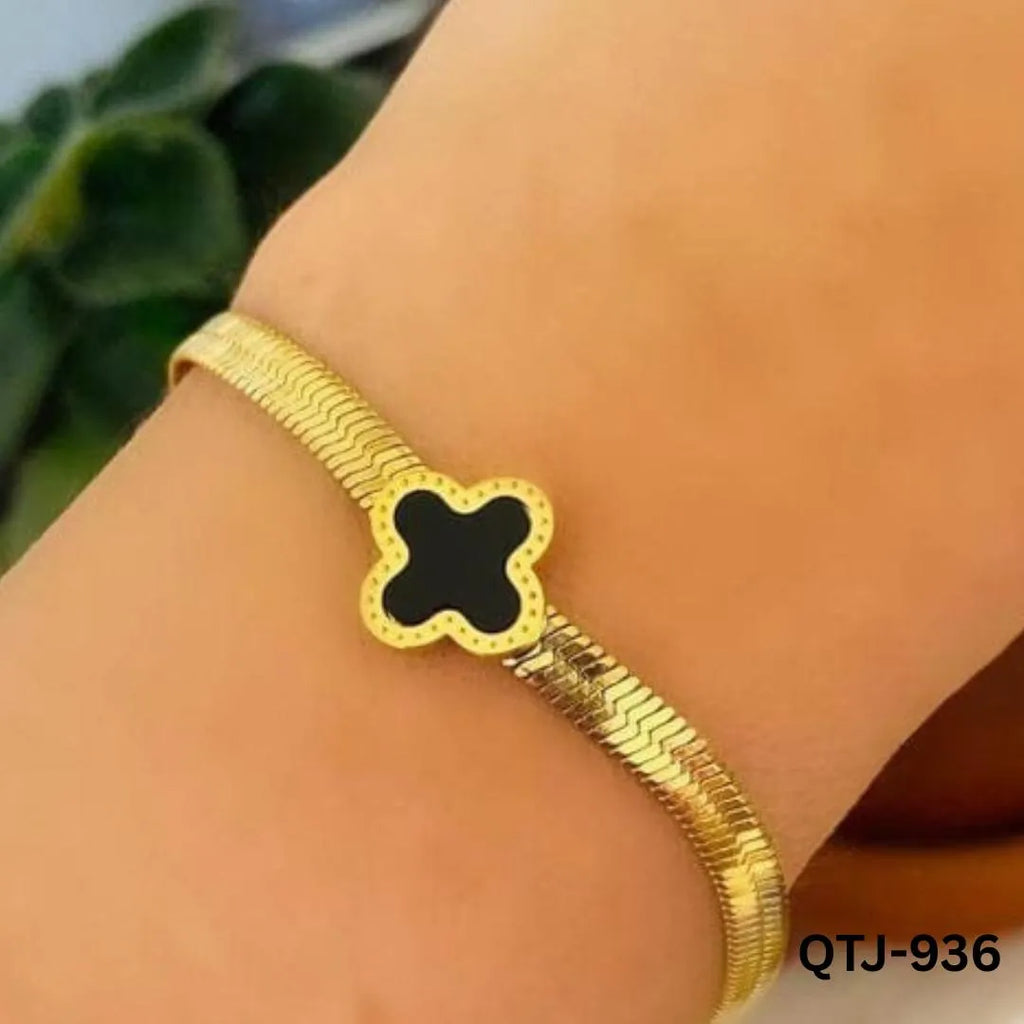 Black Golden Clover Bracelet for Women