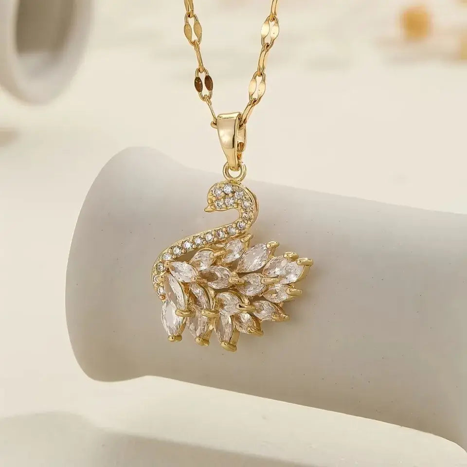 Gold Plated Base Korean Swan Zircon Pendant