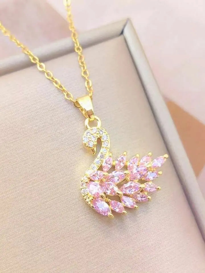 Gold Plated Base Korean Swan Zircon Pendant