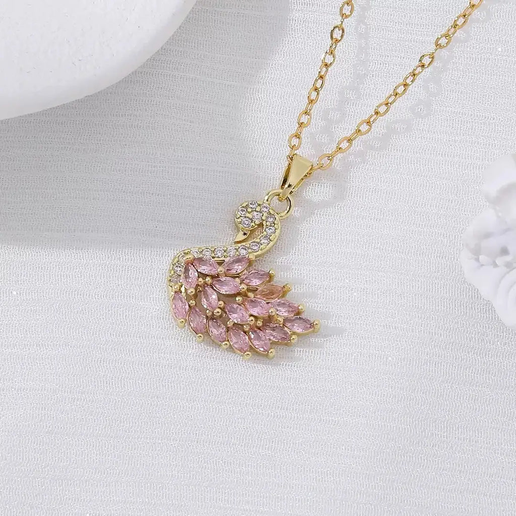 Gold Plated Base Korean Swan Zircon Pendant
