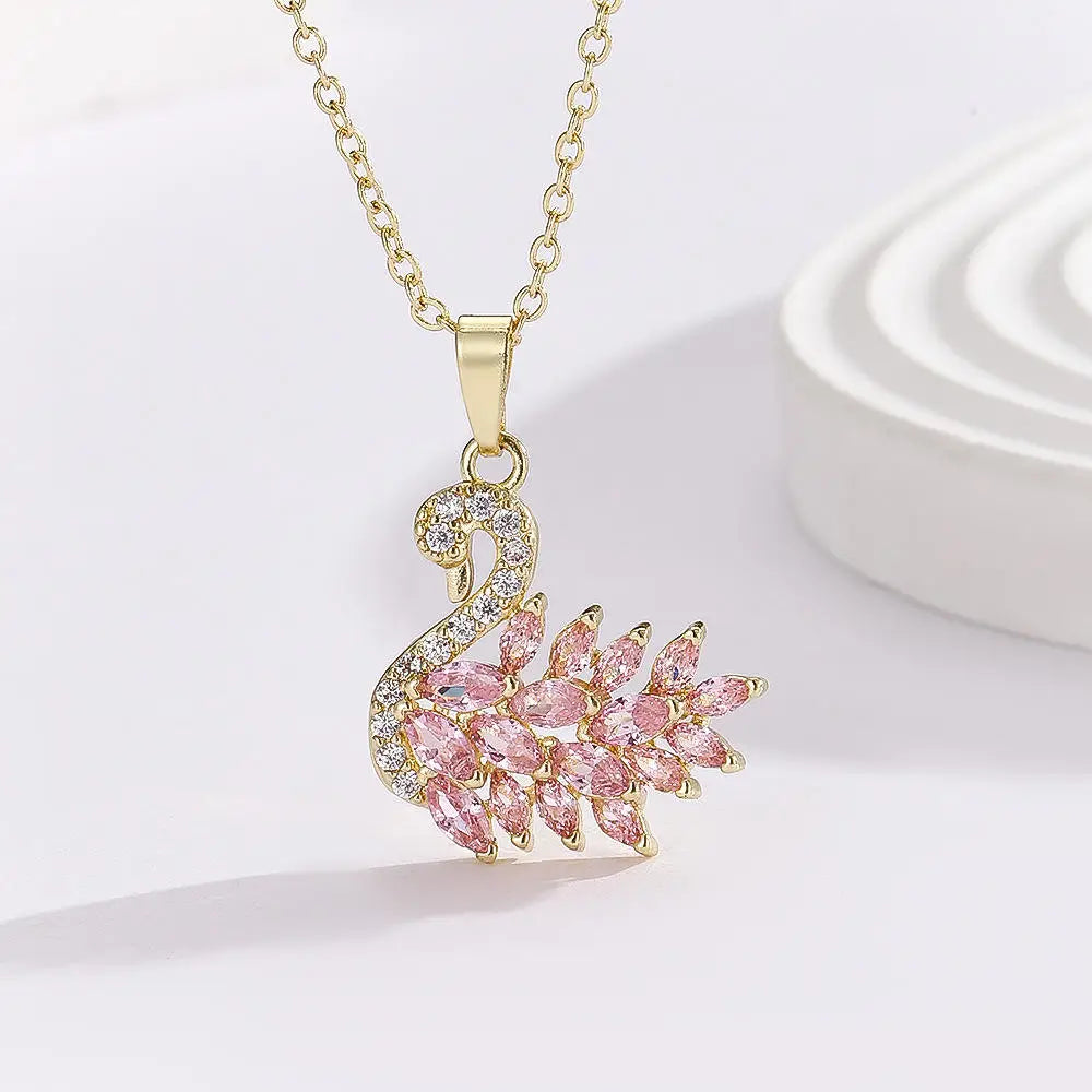 Gold Plated Base Korean Swan Zircon Pendant